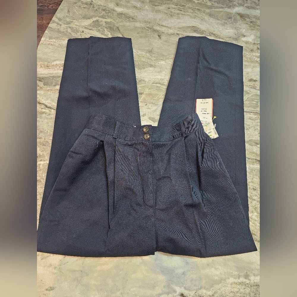 Harvé Benard Wool Trousers Size 6 Navy | Pleated Front Dress Pants